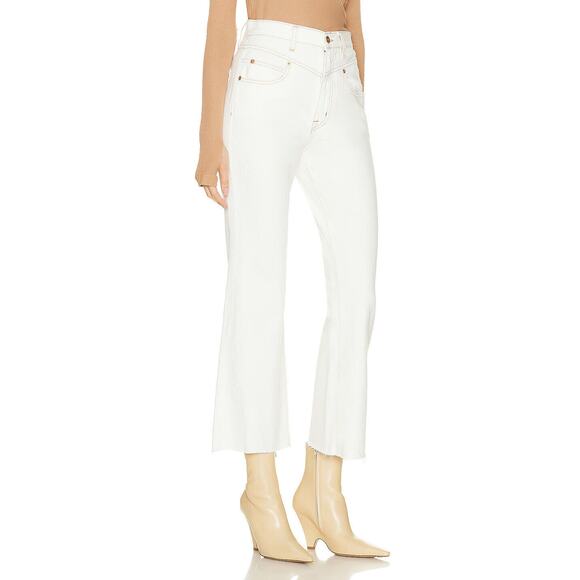 SLVRLAKE Denim - SLVRLAKE Frankie Double Yoke High Rise Cropped Raw Hem Natural White Jean 26
